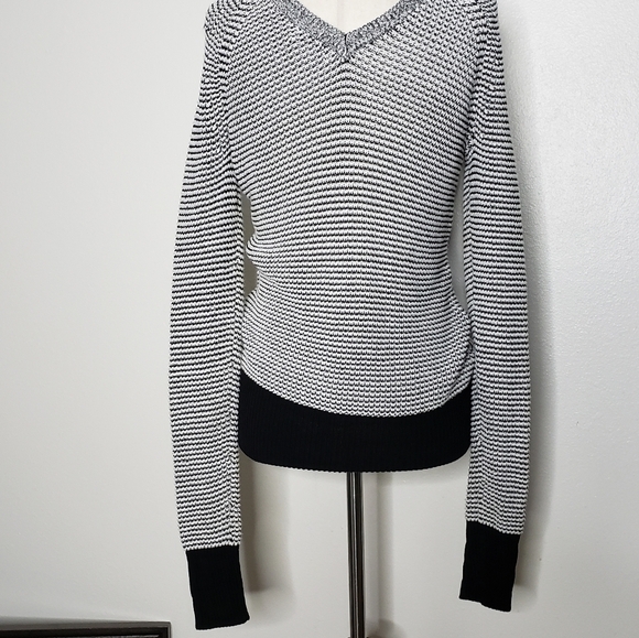 Calvin Klein Black White Striped Sweater Layer Spring Lightweight Designer Fall - Picture 9 of 11